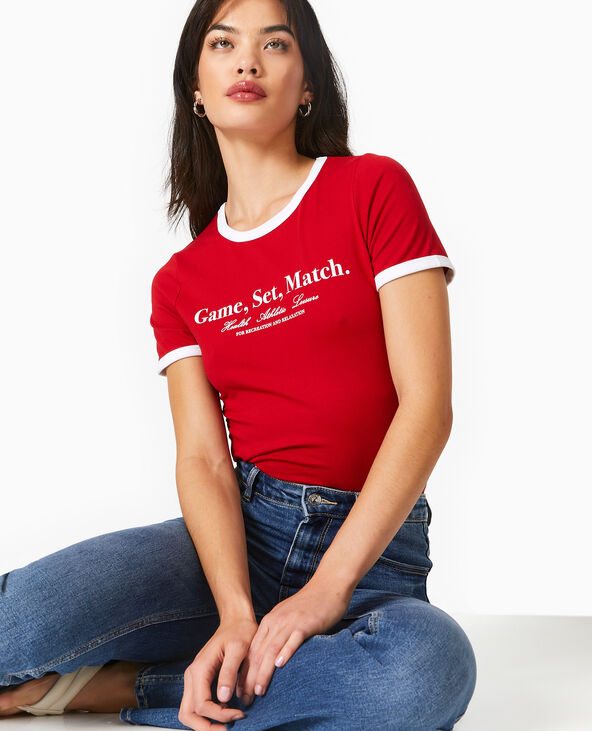 T-shirt avec print et biais contrastés rouge - Pimkie