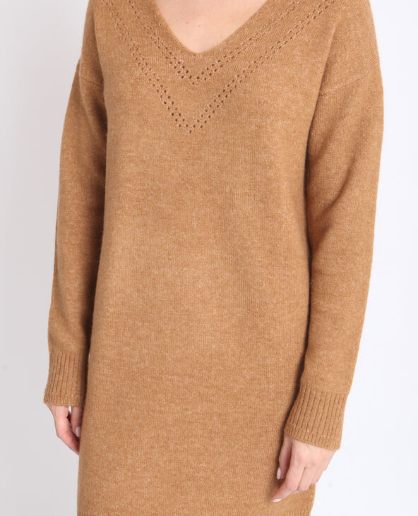 Robe pull à col V taupe - Pimkie