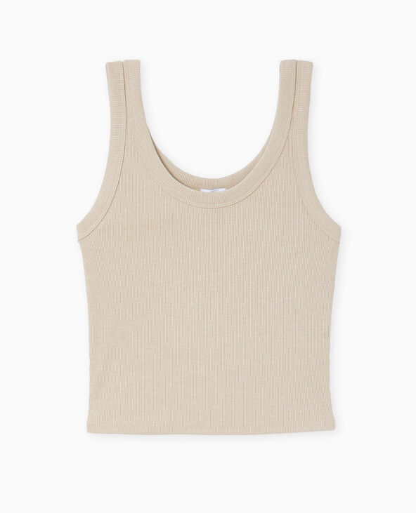 Débardeur court en maille côtelée beige chiné - Pimkie