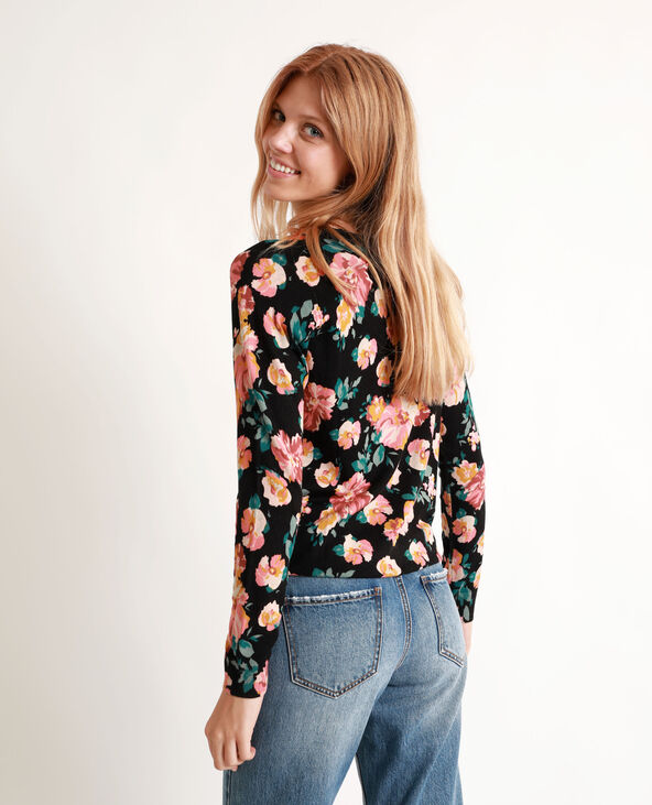 Pull à fleurs noir - Pimkie