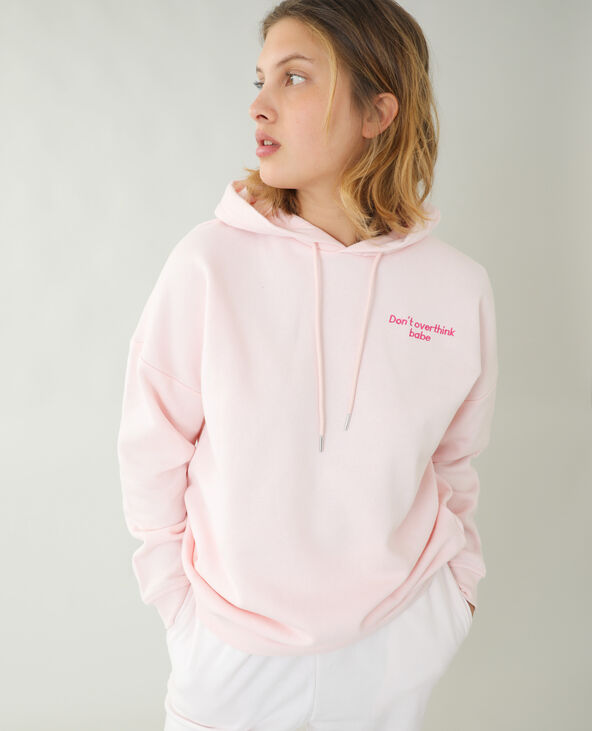 Sweat à capuche molleton oversize rose clair - Pimkie