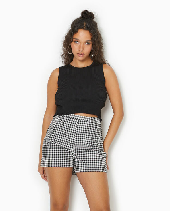 Short city taille haute motif vichy noir - Pimkie