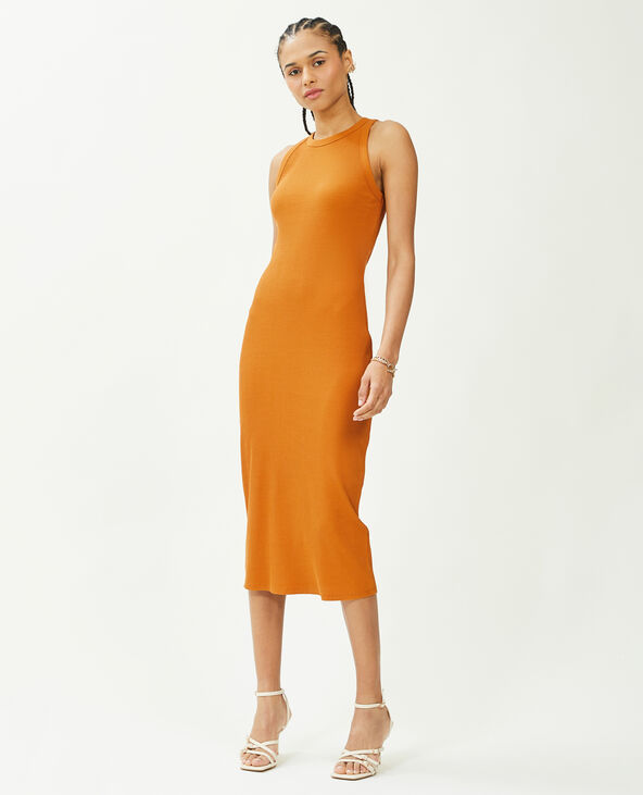 Robe débardeur maille côtelée camel - Pimkie