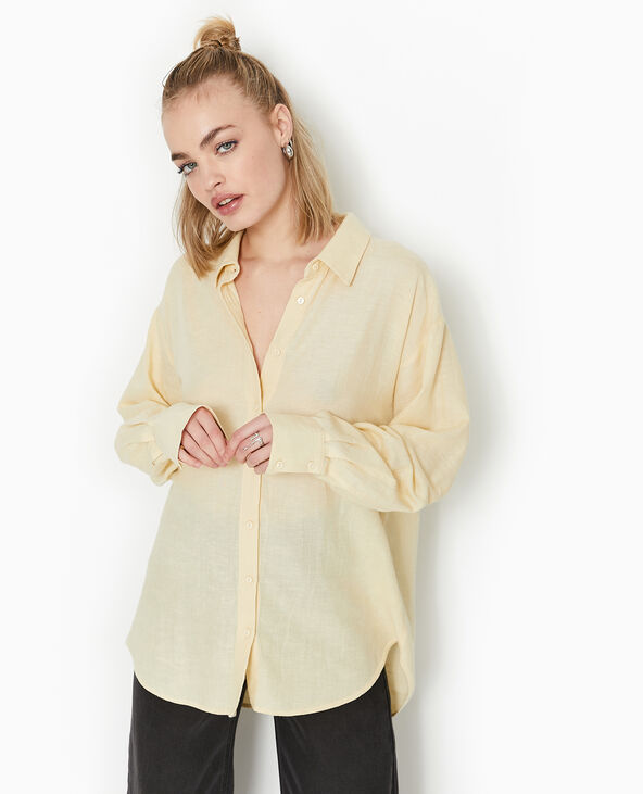 Chemise oversize unie beige - Pimkie