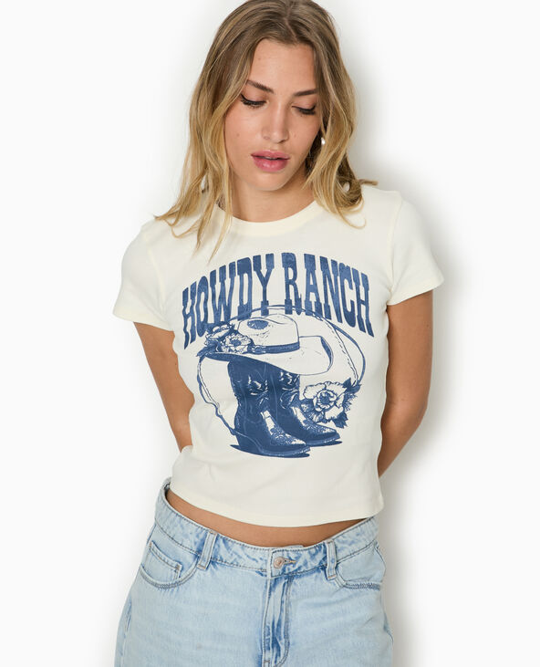 T-shirt ajusté avec print blanc - Pimkie