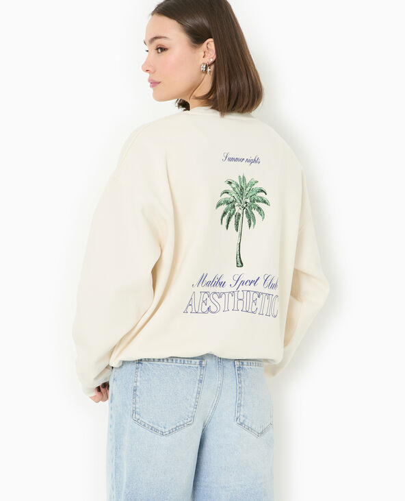 Sweat col rond avec print poitrine et dos blanc - Pimkie