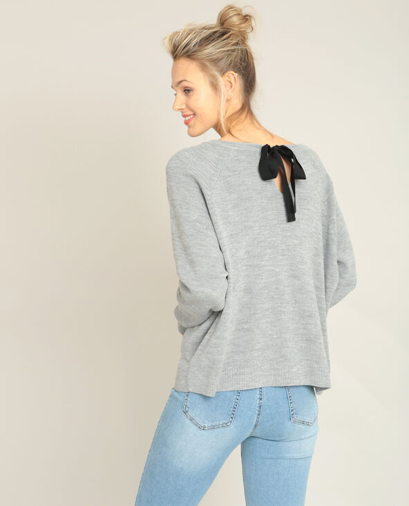 Pull à nœud gris chiné - Pimkie