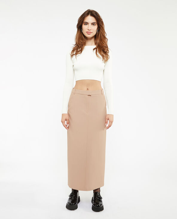 Jupe droite beige deals