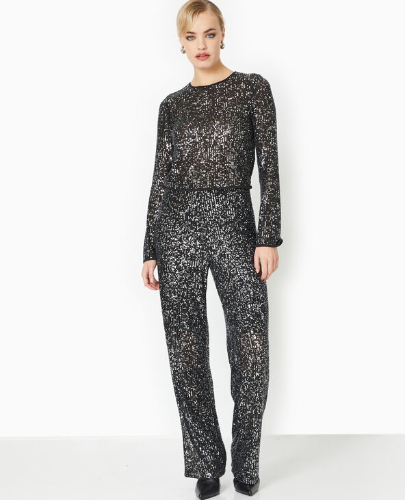 Top manches flare avec sequins noir - Pimkie
