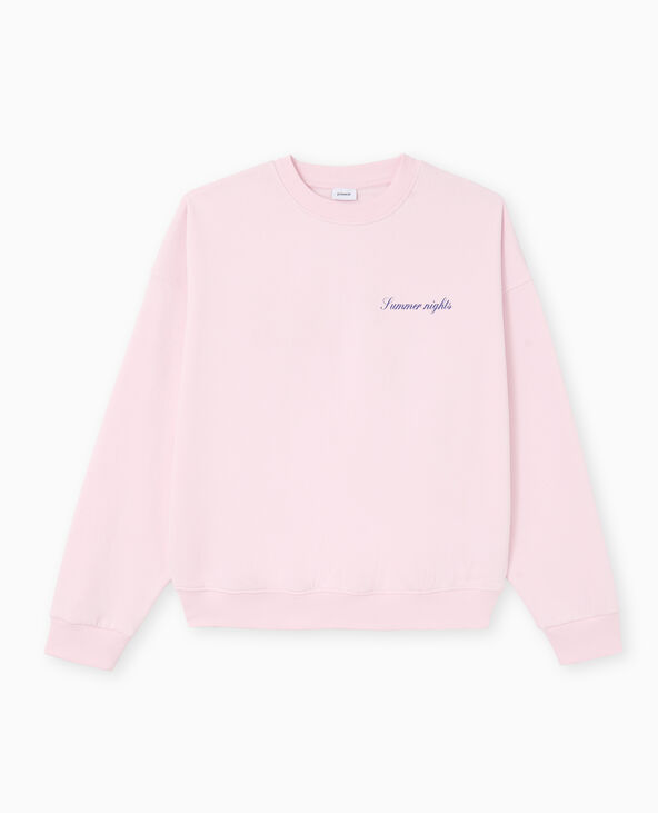 Sweat col rond avec print poitrine et dos rose - Pimkie