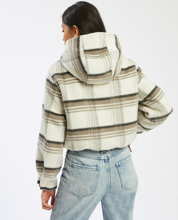 Blouson court à carreaux écru - Pimkie
