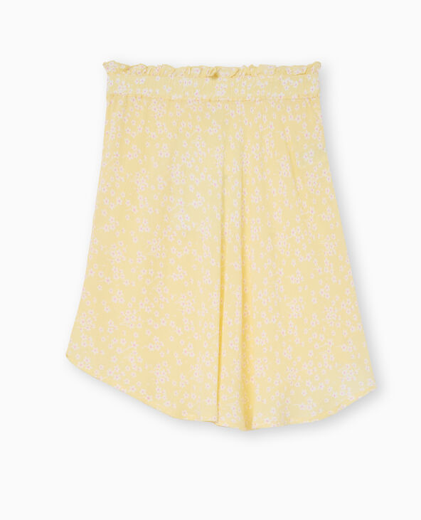Jupe patineuse avec petites fleurs Jaune pâle - Pimkie
