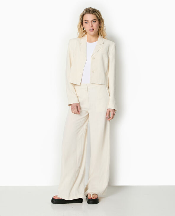 Veste blazer courte avec lin blanc - Pimkie