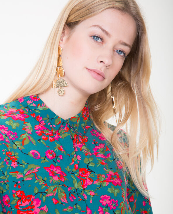Robe chemise imprimée vert foncé - Pimkie