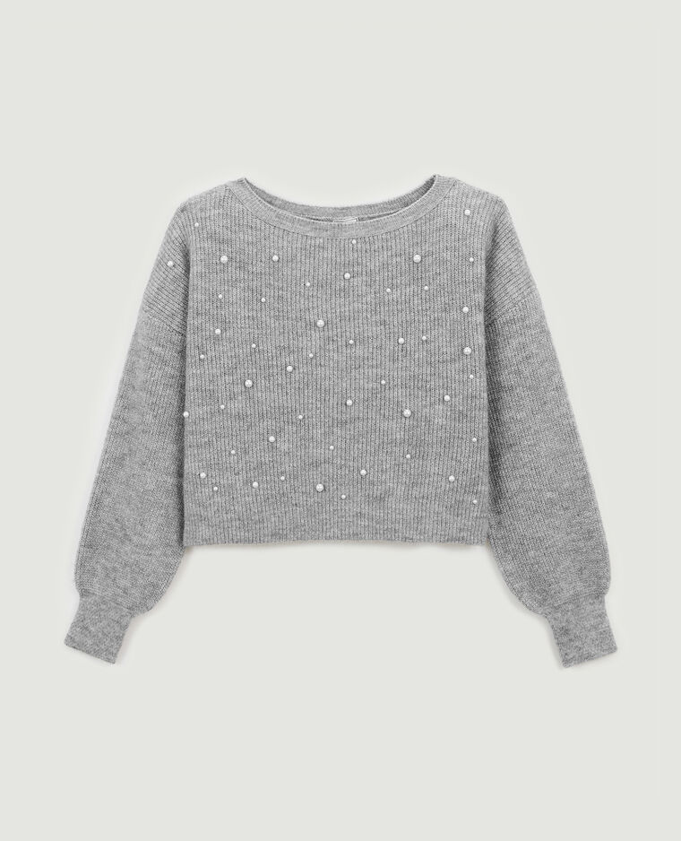 Pull à perles gris - Pimkie