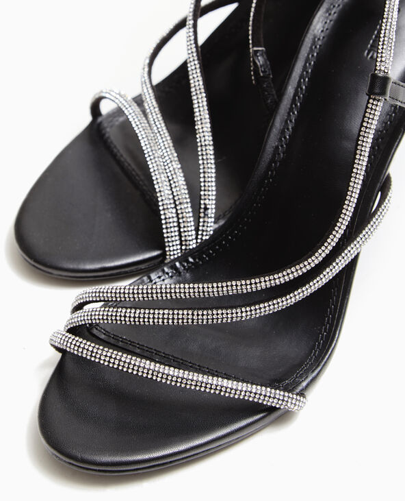 Sandales à talon avec brides strass noir - Pimkie