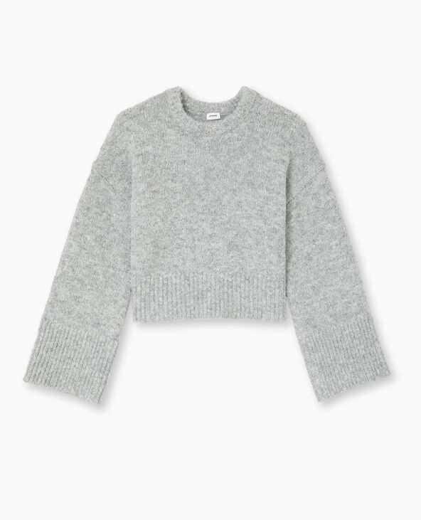 Pull court en maille douce et poilue gris - Pimkie