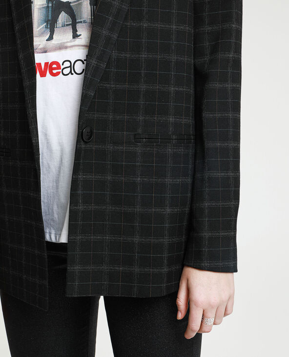 Blazer à carreaux noir - Pimkie