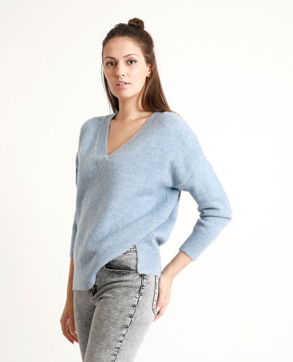 Pull à col V bleu clair - Pimkie