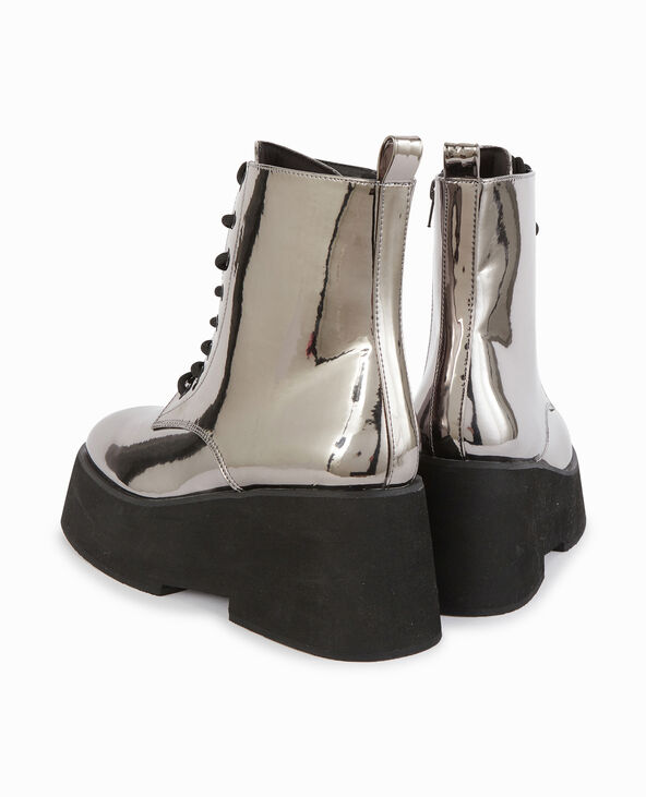 Bottines argent effet miroir semelles compensées argenté - Pimkie