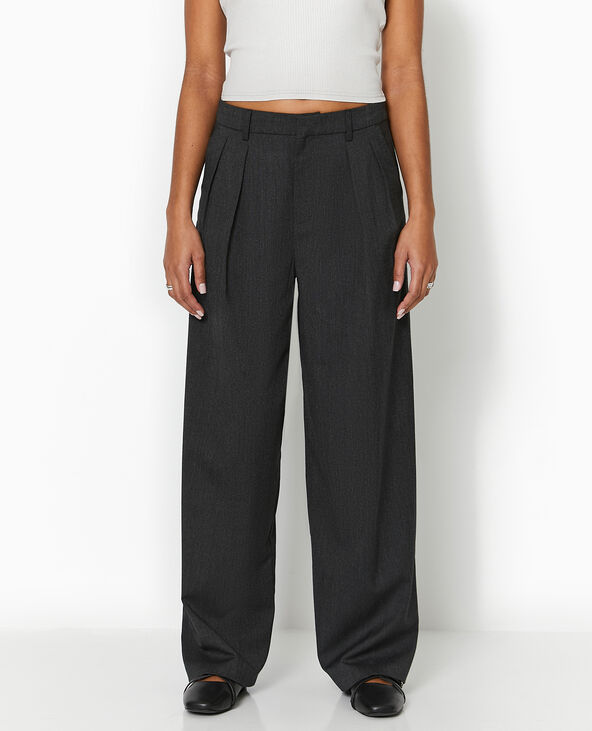 Pantalon droit et large avec pinces gris foncé - Pimkie