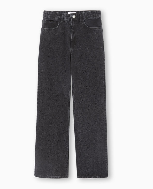 Jean droit avec strass noirs noir - Pimkie
