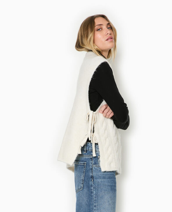 Pull sans manches avec nouettes sur les côtés blanc - Pimkie