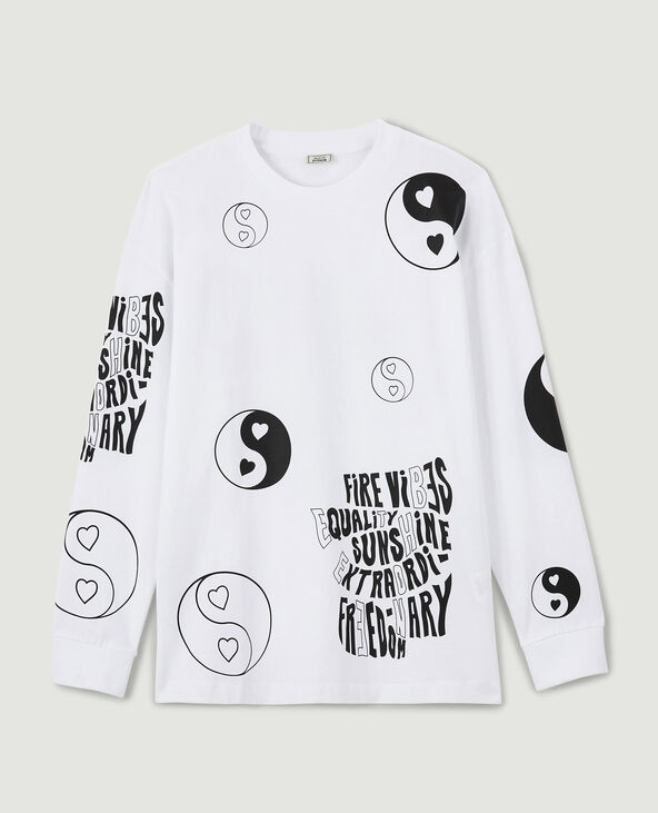 T-shirt manches longues motifs Yin/Yang blanc - Pimkie