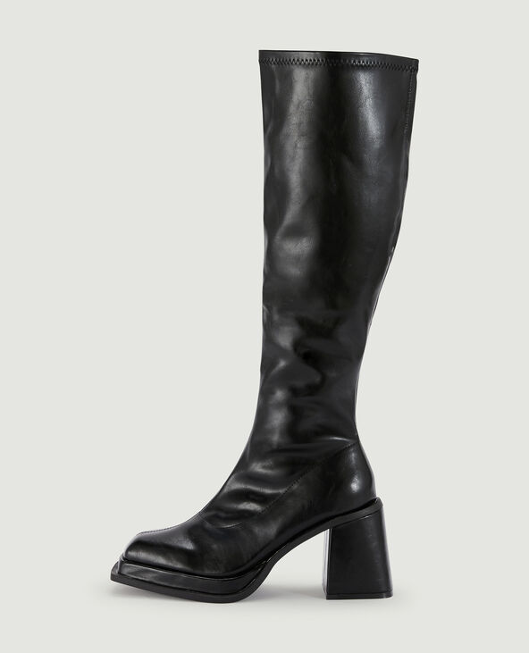 Bottes plateformes bouts carrés noir - Pimkie