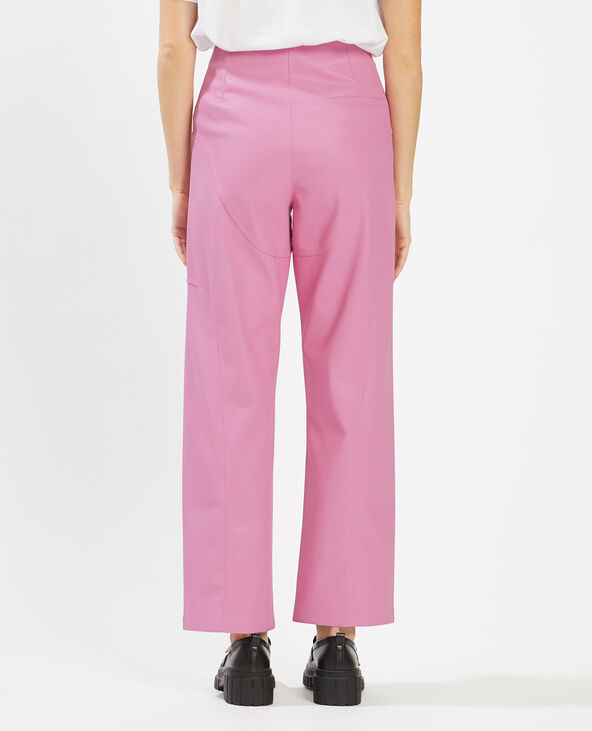 Pantalon droit simili cuir rose - Pimkie