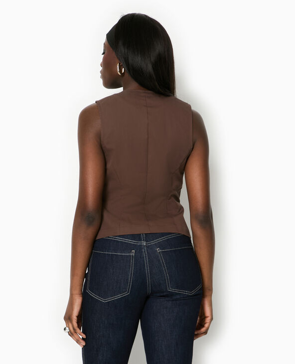 Veste sans manches avec boutons marron - Pimkie