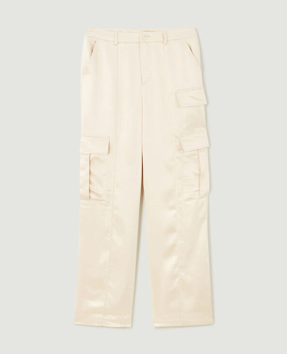 Pantalon cargo en satin beige - Pimkie