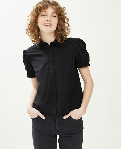 Chemise courte avec dentelle noir - Pimkie