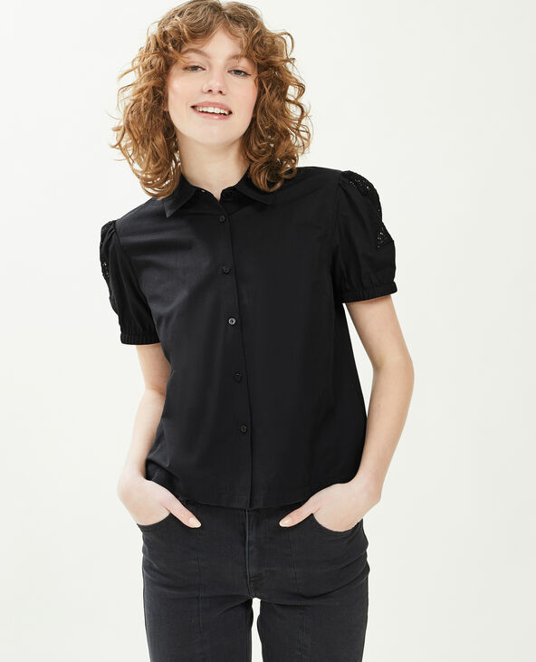 Chemise courte avec dentelle noir - Pimkie