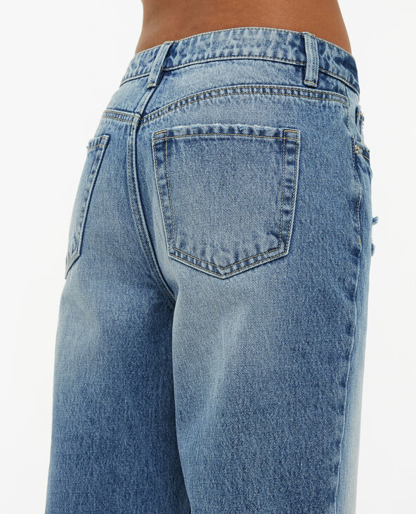 Jean mom taille haute trashé bleu - Pimkie