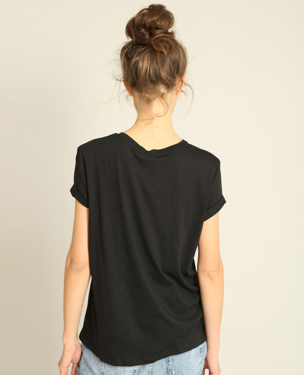 T-shirt brodé noir - Pimkie