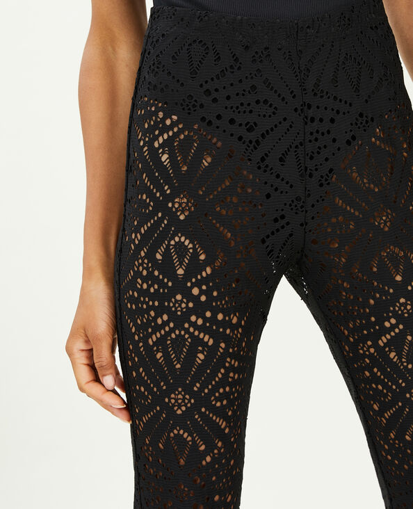 Pantalon flare en maille ajourée noir - Pimkie