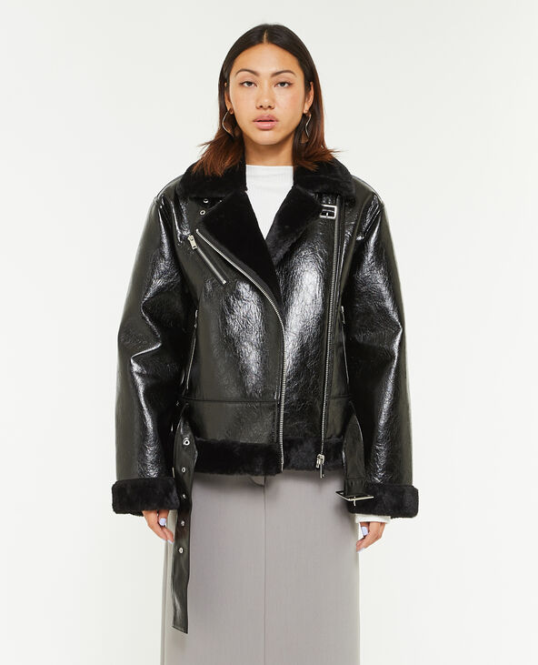Blouson faux cuir avec doublure fourrure Pimkie