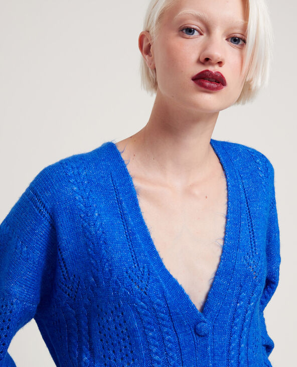 Gilet maille fantaisie bleu électrique - Pimkie