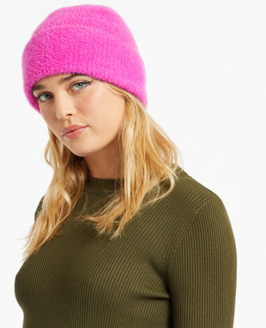 Bonnet en maille fluffy rose - Pimkie