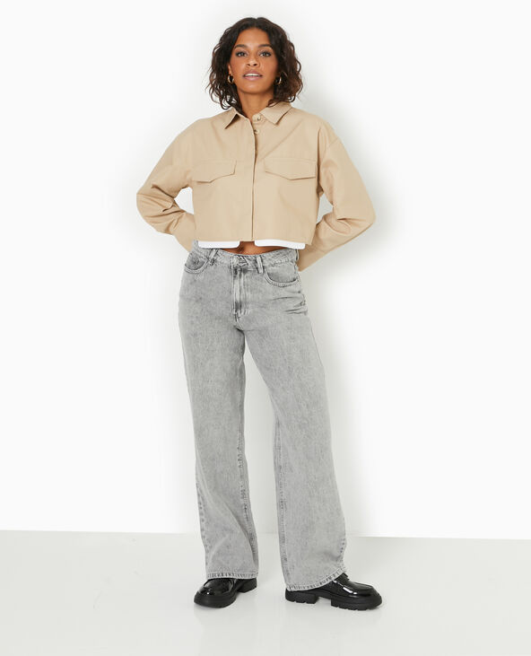 Chemise courte avec détail poches camel - Pimkie