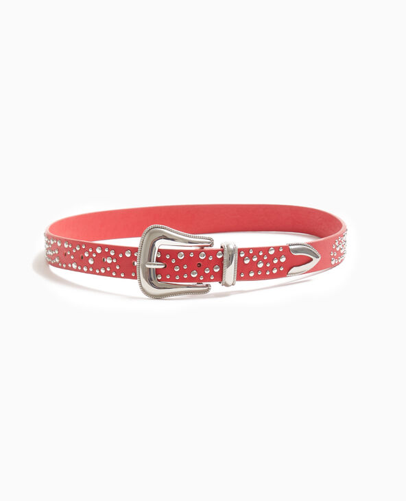 Ceinture avec boucle western et clous rouge - Pimkie
