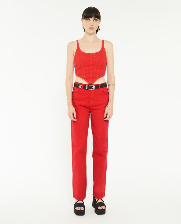 Jean droit et large rouge - Pimkie