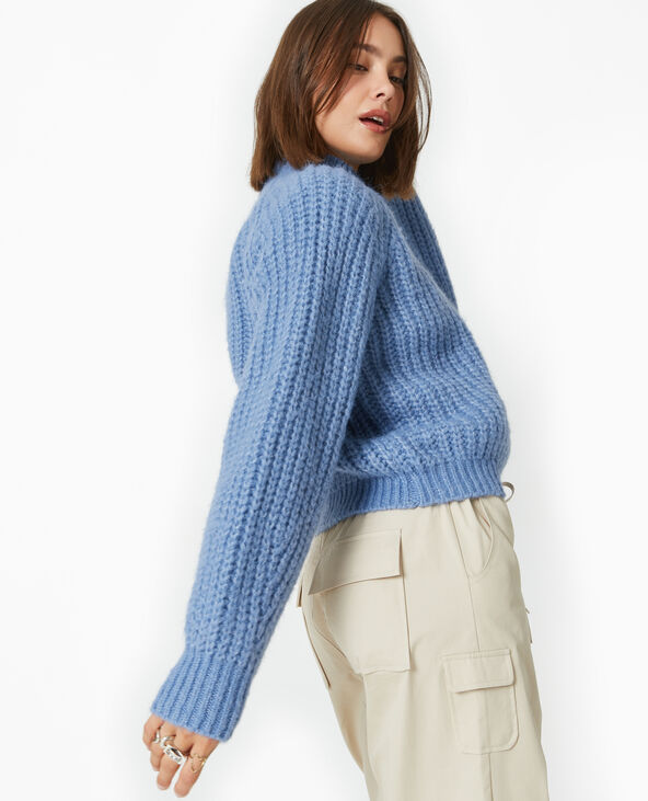 Pull col montant grosses mailles  bleu - Pimkie