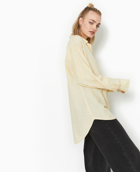 Chemise oversize unie beige - Pimkie