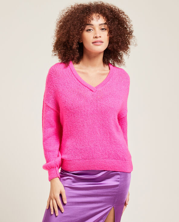 Pull col V rose fuchsia - Pimkie