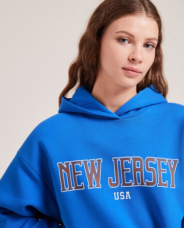 Sweat capuche avec flocage bleu électrique - Pimkie