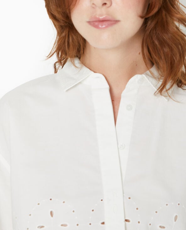 Chemise cropped avec broderie anglaise blanc - Pimkie