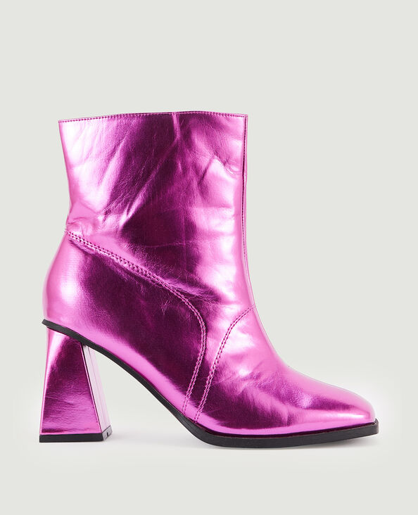 Boots bout carré avec talon trapèze rose fuchsia - Pimkie