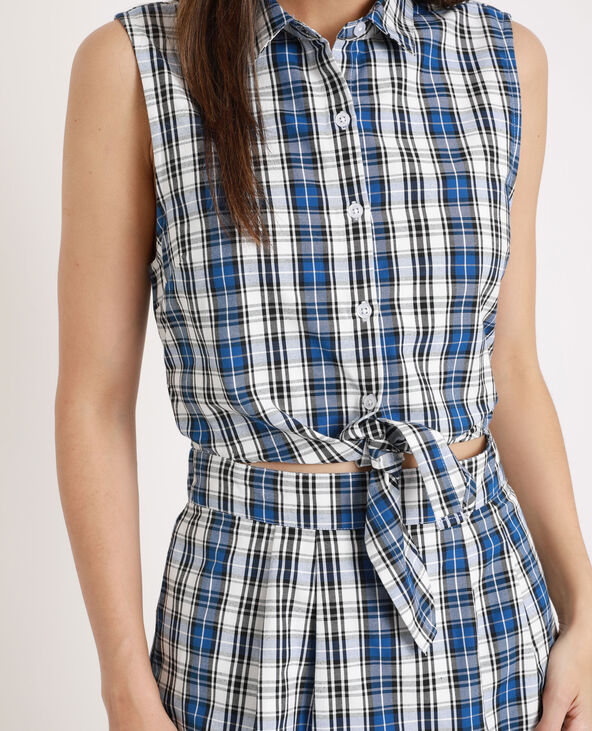 Robe chemise à carreaux bleu marine - Pimkie